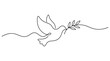 © fusiangkara - Elegant single line drawing of a dove carrying an olive branch symbolizing peace and hope in a minimalist style