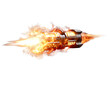 © PS Poppy - Fiery Propulsion: A futuristic rocket engine blazes with intense flames and billowing smoke, showcasing the raw power and technological advancement of modern propulsion systems.
