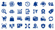 © Iconique Studio - Modern business icons set representing digital marketing strategy, e commerce, customer service, analytics, and innovation on a clean background