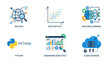 © Maicon - A set of six vector icons representing big data, machine learning, and cloud storage on transparent background
