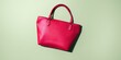 © Andrii Zastrozhnov - Red leather handbag lying flat on pale green background