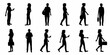 © BasobiBala - Collection of silhouetted women in various walking poses and attire