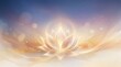 © Eve - Glowing golden lotus flower background with spiritual light rays and sparkles for meditation zen yoga and mindfulness design representing purity enlightenment and wellness