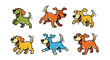 © Prat - Cartoon dogs in various colors isolated on white background