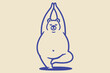 © Sabbir - Minimalist Blue Ink Chubby Bear Doing Yoga, Funny Whimsical Hand Drawn Vector