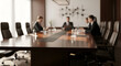 © Sujar - Blurred corporate meeting in a modern boardroom - business people and office environment background