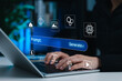 © Sandwish - Prompt Engineering and AI Content Generation Concept. Person using laptop with prompt, AI, media, chatbot, and automation icons representing content creation, smart generation, and digital workflow