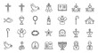© Iconic_Zulman - Christianity Religious Icons Set: Cross, Dove, Bible, Angel, Church, Candle, Rosary