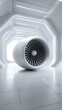 © Aris Suwanmalee - Futuristic jet engine in a sleek corridor. industrial energy efficiency green factory renewable energy sustainable industry clean technology carbon reduction