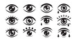 © Tanvir - Set of detailed black eye icons with expressive features on white background creative.