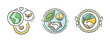 © Mirza - Sustainable business icons, eco friendly partnership symbols, 3 green vector elements