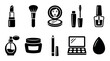 © Khmel - Makeup and beauty products icons set featuring essential cosmetic items in a clean, minimalist style for various design projects and digital applications.