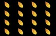 © kavish - Elegant diagonal seamless tropical pattern with glowing golden tea leaves on black premium packaging surface.