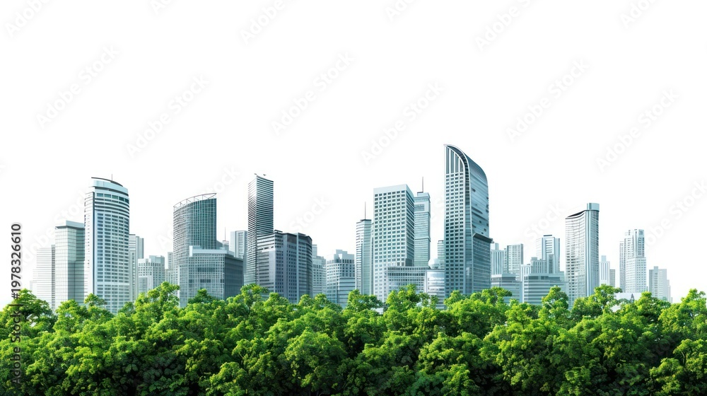 Modern skyline with lush greenery Stock Photo | Adobe Stock