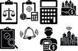 © Star_Pixels11 - Legal and business management icons with business management calculator