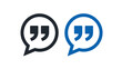 © Rashid - Quote marks in speech bubbles black and blue icons on transparent background for dialogue and citation