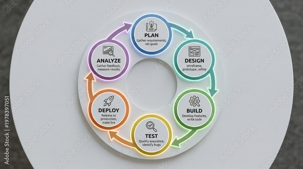 Stock-Foto „Circular development lifecycle diagram with six stages ...