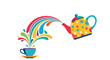 © Jack - Creative concept illustration showing a colorful polka dot watering can pouring a vibrant liquid rainbow into a cup.