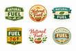 © IJ-studio - Collection of natural fuel badges and emblems, showcasing healthy food, organic produce, and sustainable energy for wellness branding