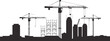 © Abdul Mojid - City construction skyline silhouette with cranes and buildings, urban development and engineering concept, industrial architecture under construction isolated on white background illustration