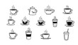 © MstLiza - Minimal hot drinks doodle set coffee tea cup outline vector illustration