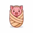 © Kateryna - Cute cartoon piglet wrapped in blanket, baby pig illustration