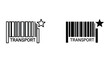 © MDALI - Comparison of barcode styles with the word transport and star symbols