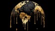© gdgaffar - Globe made of oil texture, cracking with black liquid dripping concept of economic collapse, global crisis and resource depletion