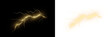 © Alesya - Powerful lightning bolt. Severe thunderstorm with thunder and bright flashes in the night sky, isolated against a dark and transparent background. PNG.
