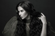 © millaf (Nemchinova) - Perfect beautiful woman with long hair, retro black and white portrait