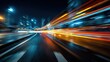 © Pixelzone - Stunning photo of car motion trails. Speed light streaks background with blurred fast moving light effect, Racing cars dynamic flash effects city road with long exposure night.
