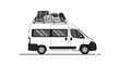 © Minggu - White Camper Van with Luggage on Roof Rack, Ready for Road Trip Adventure