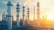 © Jack - the central processing complex of a massive oil refinery during active oil refinery operations monitoring, intricate network of distillation towers.