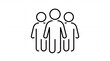 © MOHAMMADSAIFUL - Black outline icon depicting a group of three people standing together in a simple line drawing