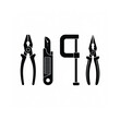 © Mohasana - Black silhouettes of various hand tools arranged in a linear fashion
