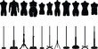 © Nayan - Large set of black mannequin silhouettes including male female and plus size torsos with various adjustable display stands isolated on white background vector icons.
