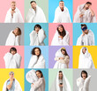 © Pixel-Shot - Group of people with soft blankets on color background
