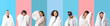© Pixel-Shot - Set of people with soft blankets on blue and pink backgrounds