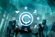 © InfiniteFlow - Copyright protection highlights copyright, intellectual property, and legal ownership through law, verification, and secure digital rights Vouch