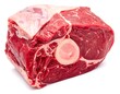 © Musafir - Large raw meat cut, showing muscle fibers, bone marrow. Freshly butchered, detailed texture on a white backdrop