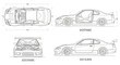 © siti - Detailed Car Blueprint Technical Drawing Views.