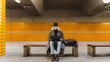 © Westend61 - Urban commuter sitting in subway station working on laptop