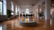 © Bussakon - People gather in a bright minimalist hall for a discussion around a central table accented with candles