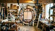 © Shahid - Steampunk Clockwork Sculpture in Artisan Workshop, Creative Craftsmanship and Industrial Design Concept