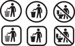 © Nizam - Set of black and white prohibition and permission signs depicting waste disposal