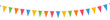 © Rashida - Colourful bunting flags banner set showing vibrant rainbow string pennants for cheerful party carnival and festival decoration