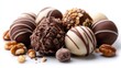 © Larisa AI - This mouth-watering image displays an array of assorted chocolate truffles elegantly arranged, showcasing exquisite details perfect for any dessert or confectionery lover.