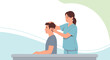 © Hertha - Physical therapist examining patient's head and neck, rehabilitation and care concept