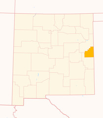  Map of the County Curry (New Mexico, US) showing the Federal State with the highlighted County
