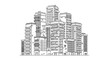 © Junta - Sketch of a Dense Cityscape with Tall Buildings.